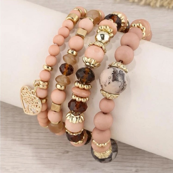 Boho Tree of Life Beads 4 Bracelets Set - Picture 3 of 4